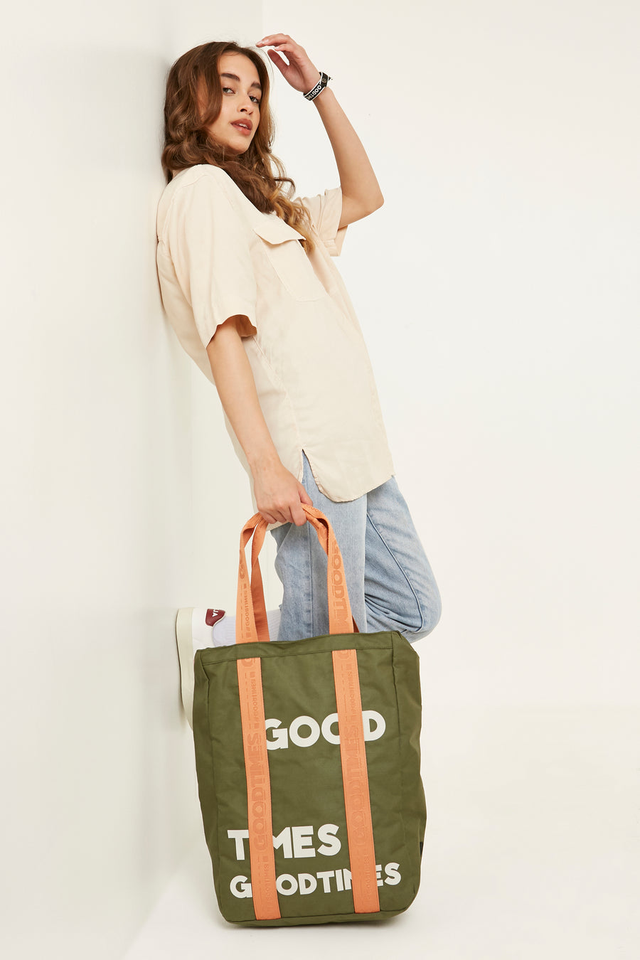 Shoreditch Tote - Nettle/Rhubarb/Unbleached