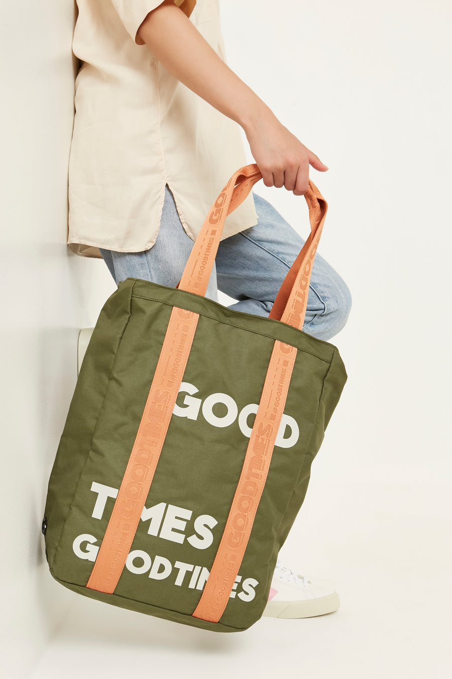 Shoreditch Tote - Nettle/Rhubarb/Unbleached
