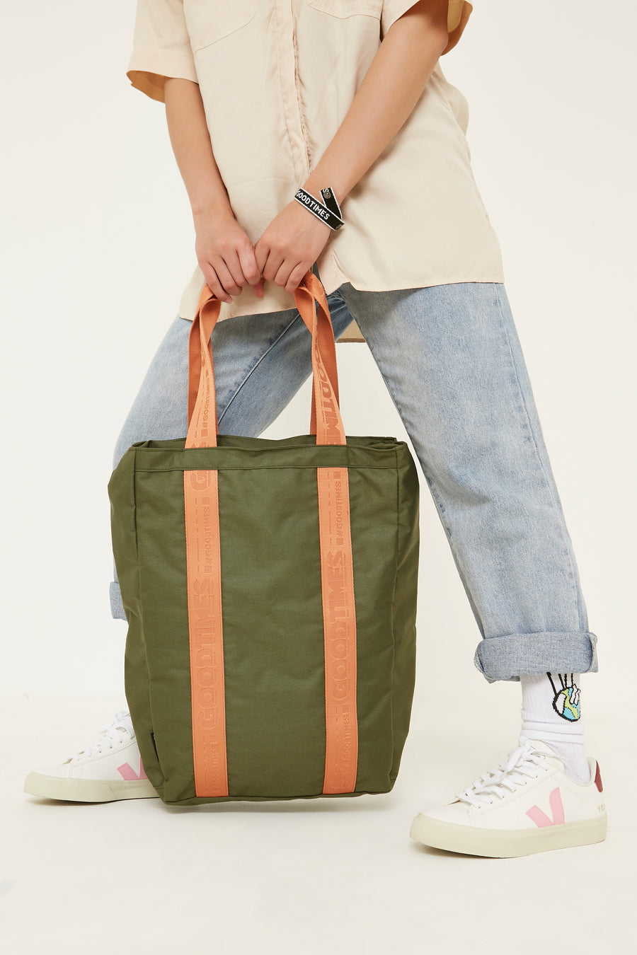 Shoreditch Tote - Nettle/Rhubarb/Unbleached